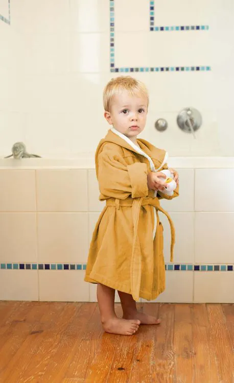 Peignoir chat couleur caramel brodé - 2/4 ans