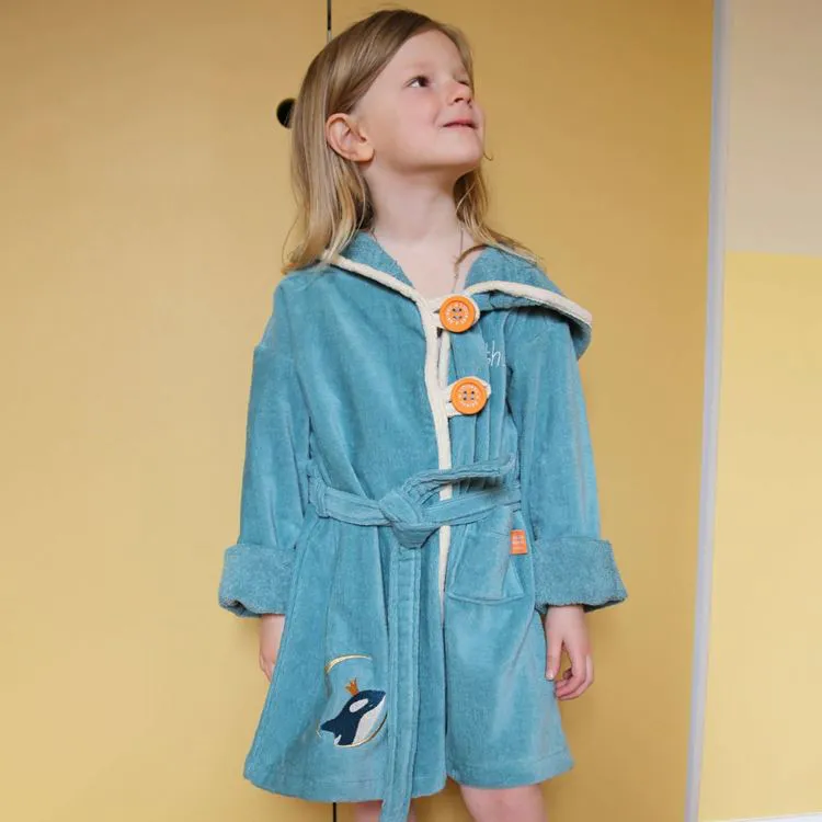 Peignoir orque couleur océan - 2/4 ans